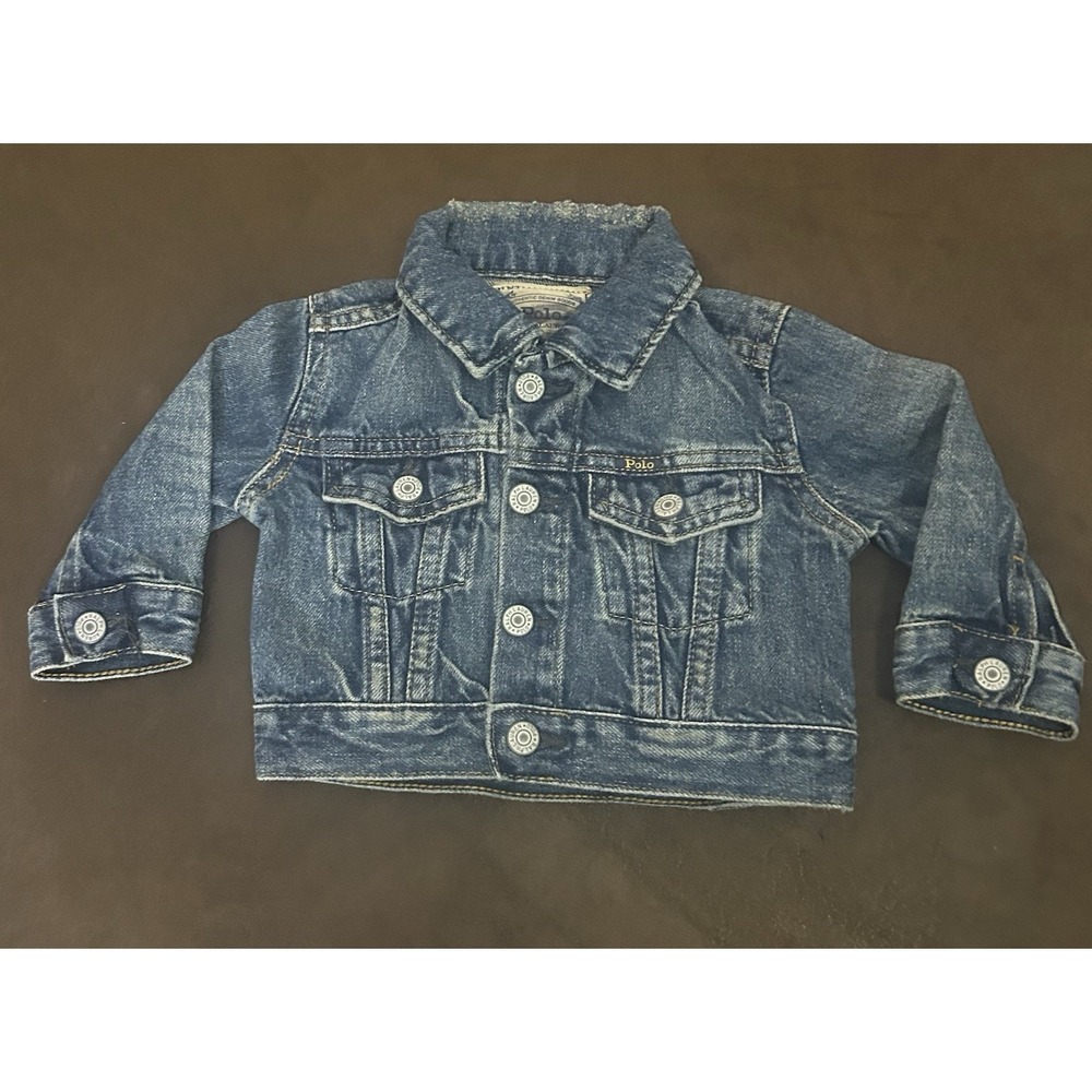 Polo Ralph Lauren Baby Denim Jacket Blue 12M Jean Long Sleeve Pockets